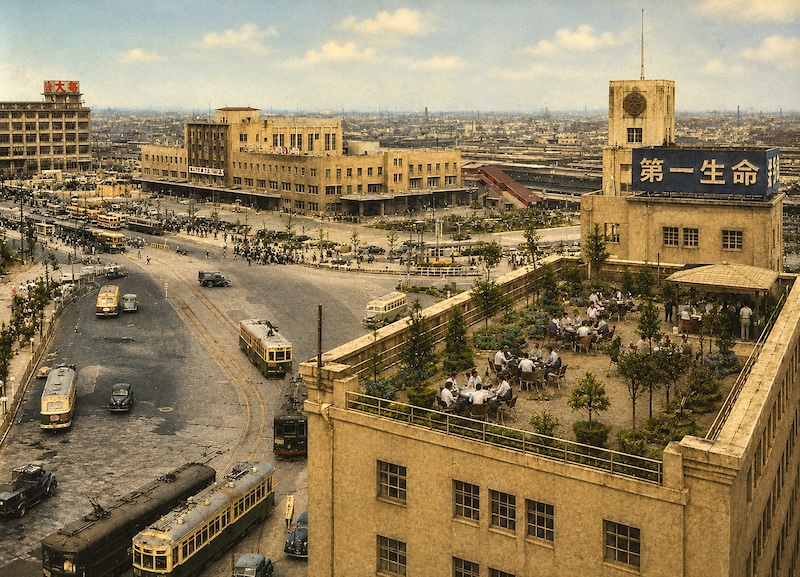 Beer Gardens-Osaka Station 1950 Color