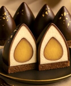 A chocolate with a center made from Sweet Potato